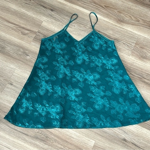 LA Intimates Vintage Green Floral Patch Mesh Slip Dress Women Size small - Picture 7 of 7